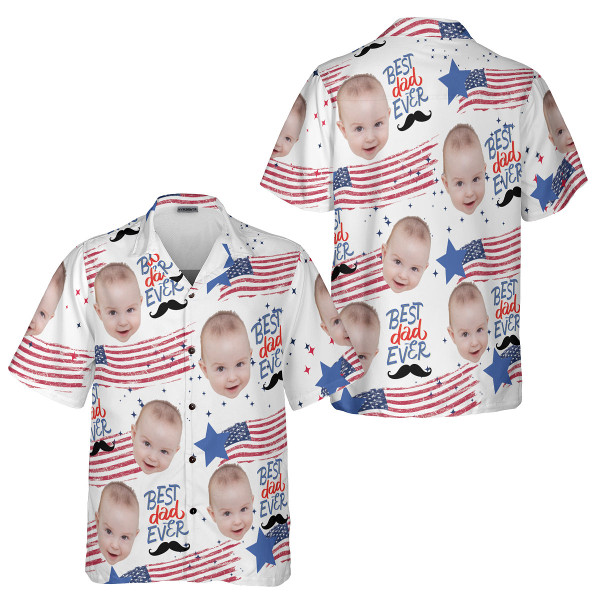 HYPERFAVOR American Best Dad Ever Custom Face Hawaiian Shirt