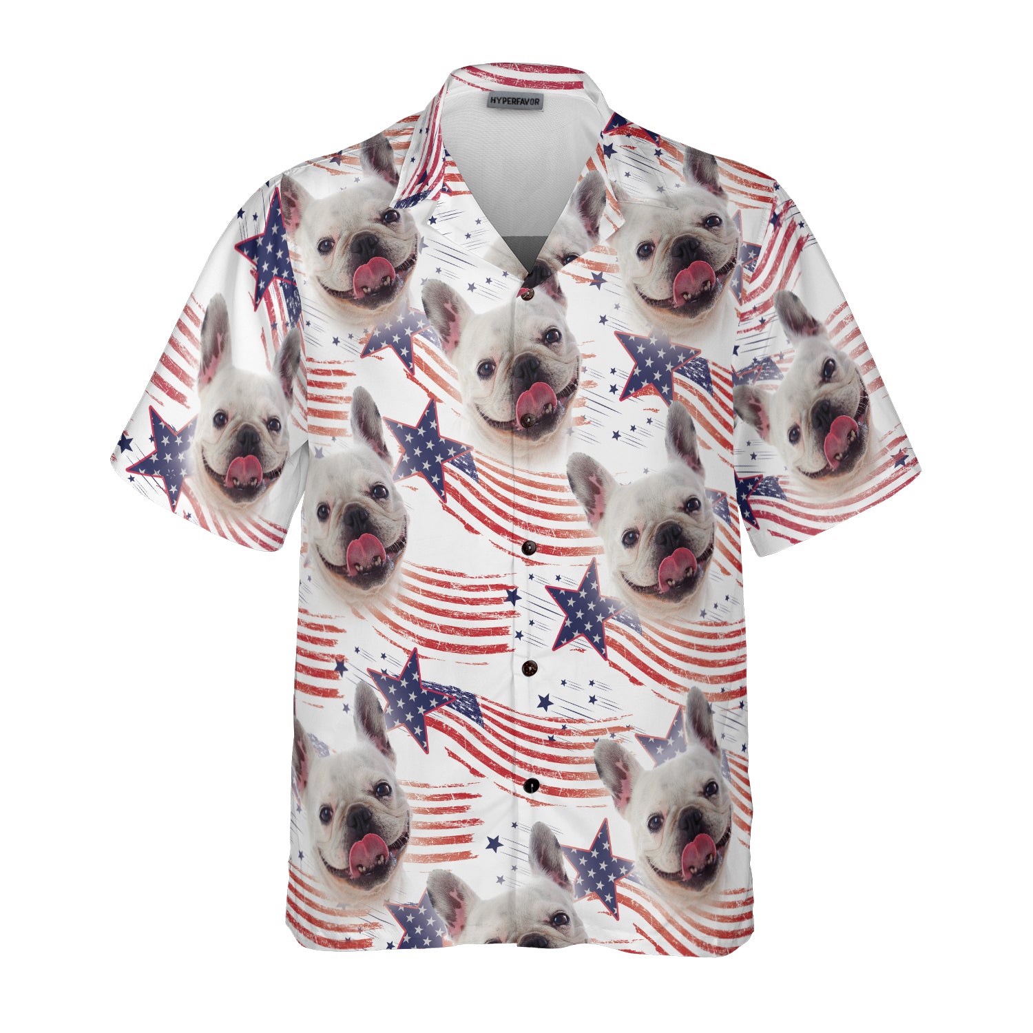 HYPERFAVOR American Flag Pitbull Personalized Hawaiian Shirt With Pet Face