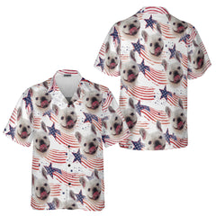 HYPERFAVOR American Flag Pitbull Personalized Hawaiian Shirt With Pet Face