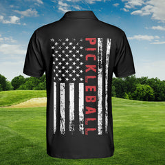 HYPERFAVOR Black American Flag Patriotic Pickleball Custom Polo Shirt