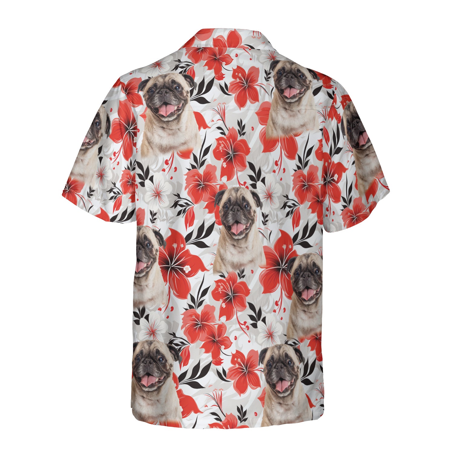 HYPERFAVOR Custom Funny Pug Face Floral Hawaiian Shirt