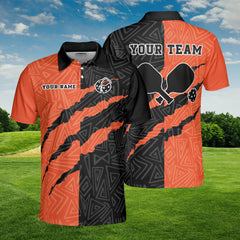 HYPERFAVOR Custom Graffiti Pattern White Black Orange-Old Gold Sublimation Pickleball Polo Shirt