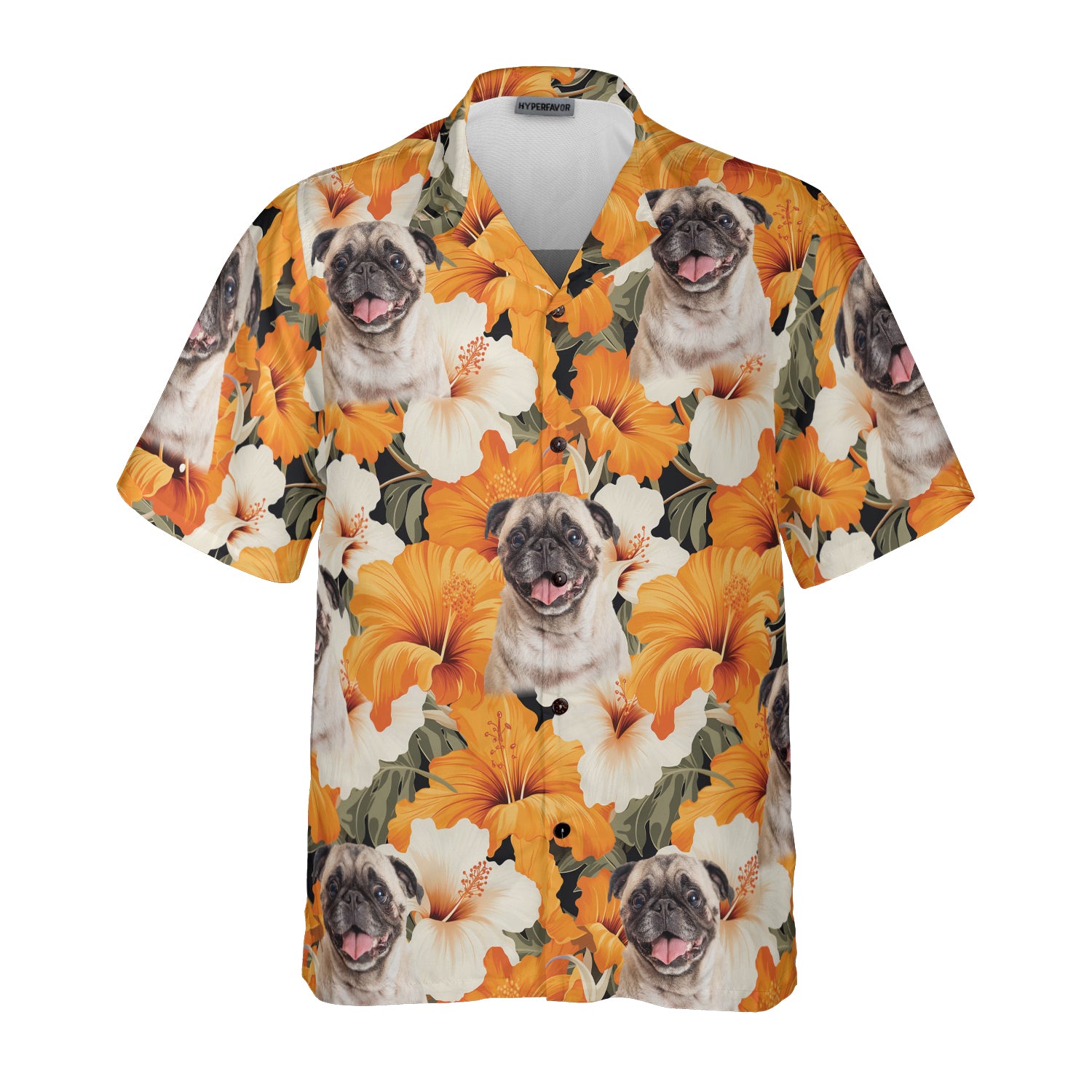 HYPERFAVOR Flowers Pattern Orange Color Custom Hawaiian Shirt For Pet Lovers