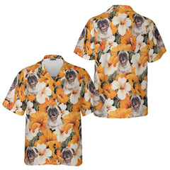 HYPERFAVOR Flowers Pattern Orange Color Custom Hawaiian Shirt For Pet Lovers