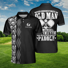 HYPERFAVOR Never Underestimate an Old Man Pickleball Custom Polo Shirt