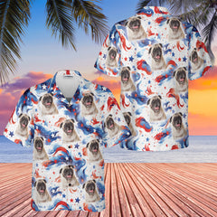 HYPERFAVOR Personalized Pug Fourth Of July Custom Hawaiian Shirt With Pet Face