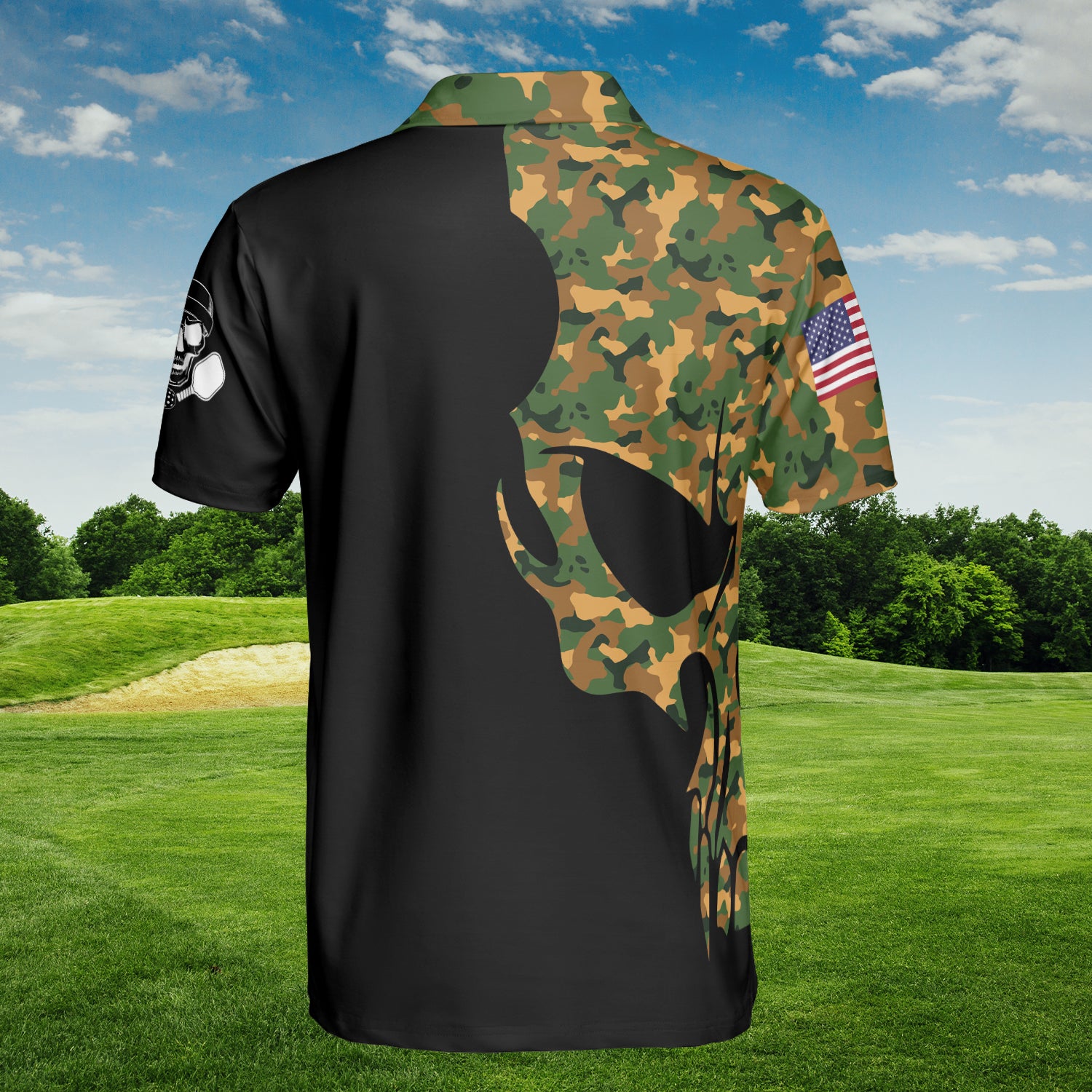 HYPERFAVOR Personalized Skull Pattern Camouflage Pickleball Polo Shirt