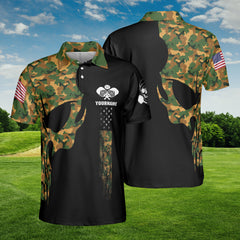 HYPERFAVOR Personalized Skull Pattern Camouflage Pickleball Polo Shirt