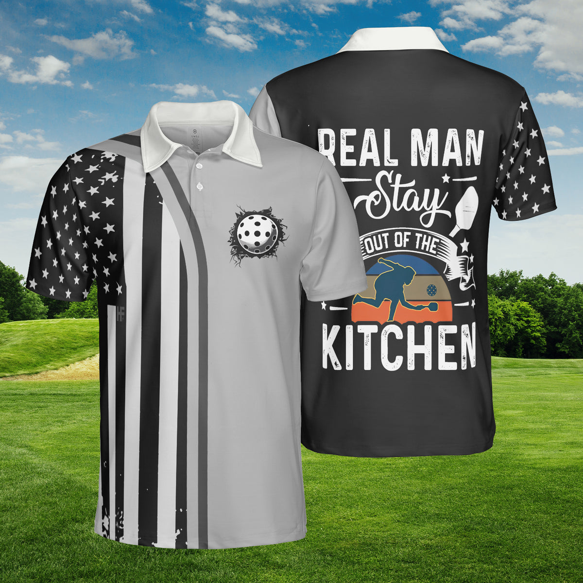 HYPERFAVOR Real Man Stay Out Of The  Kitchen Pickleball Polo Shirt