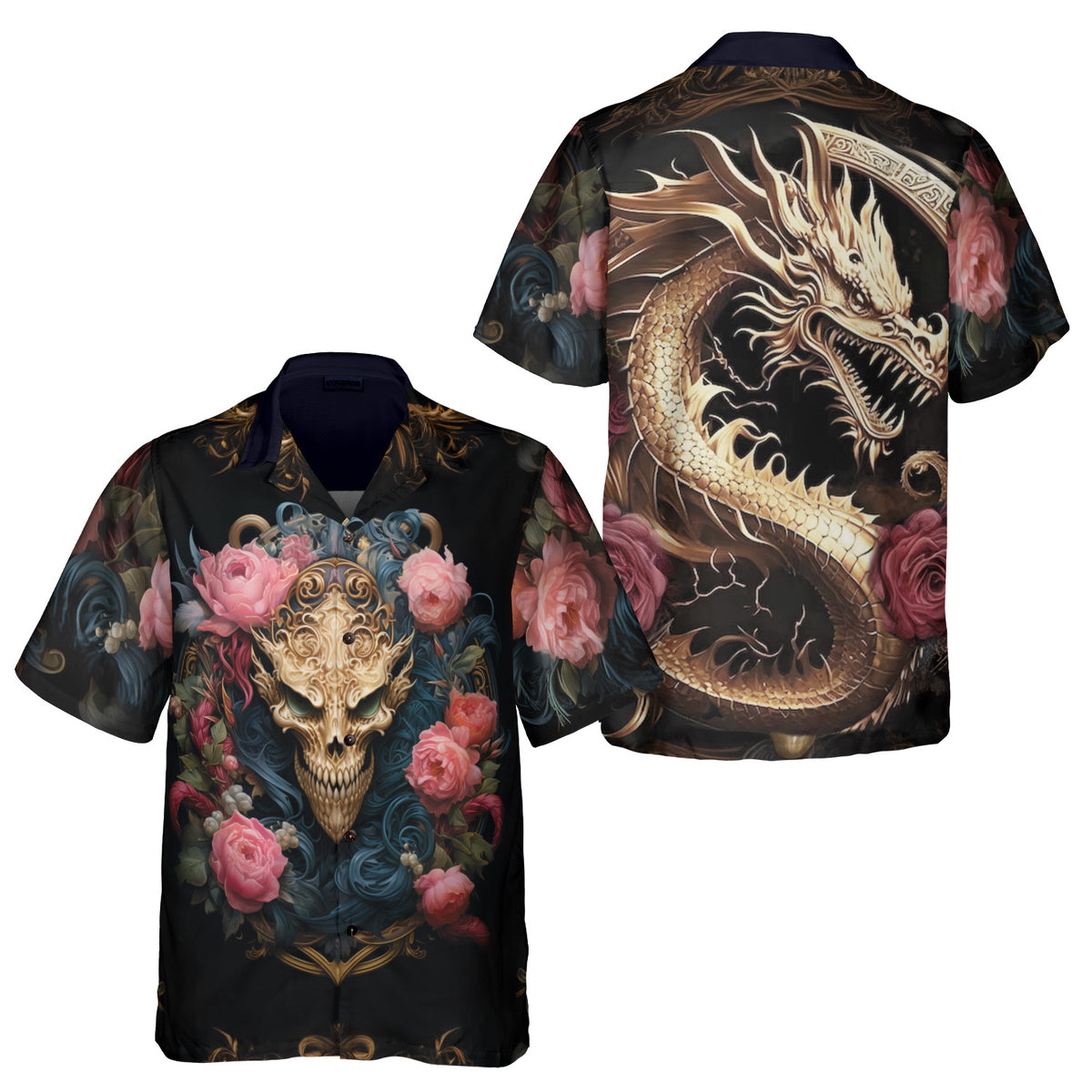 HYPERFAVOR Traditional Dragon Skull Art Hawaiian Shirt