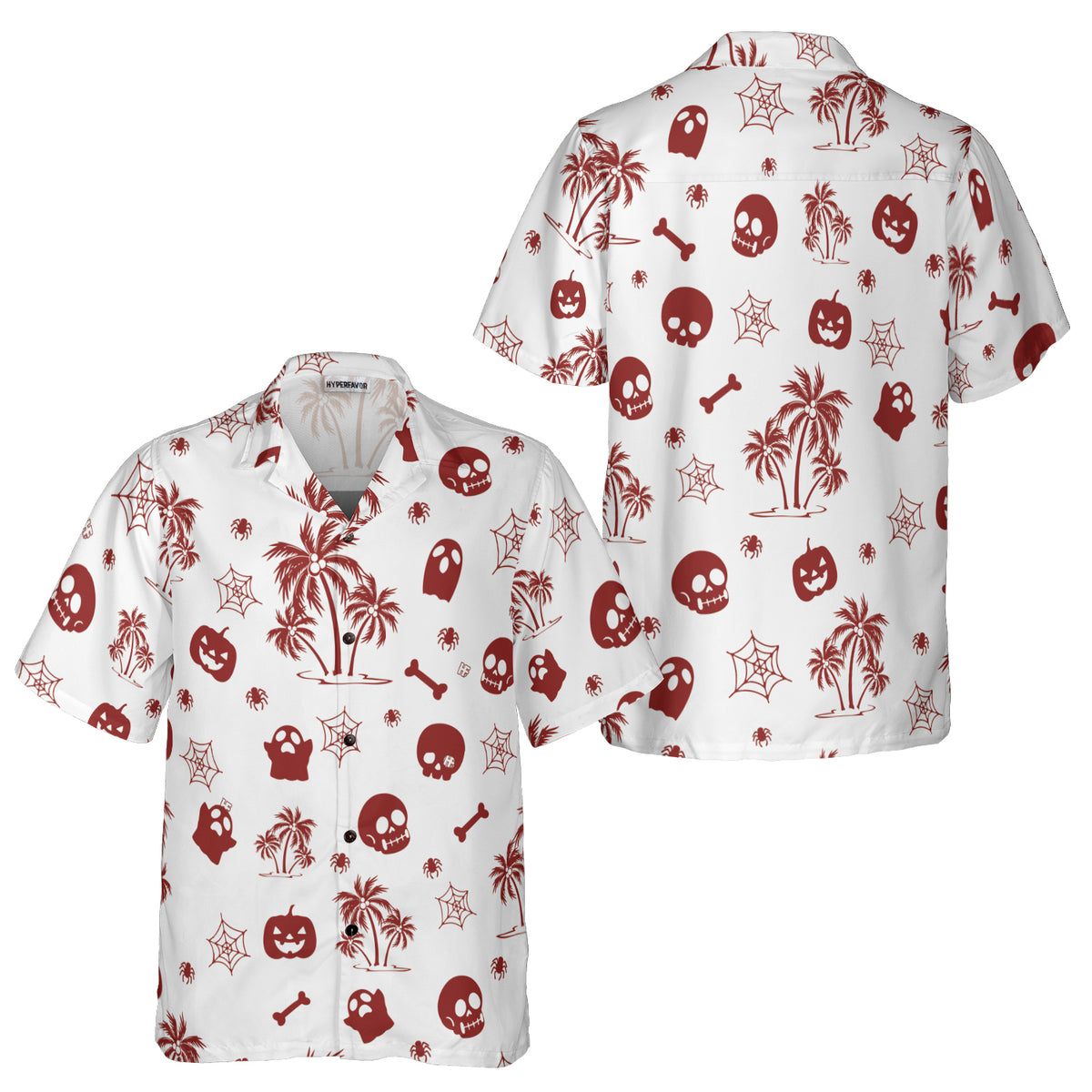 HYPERFAVOR Tropical Halloween Pattern Hawaiian Shirt