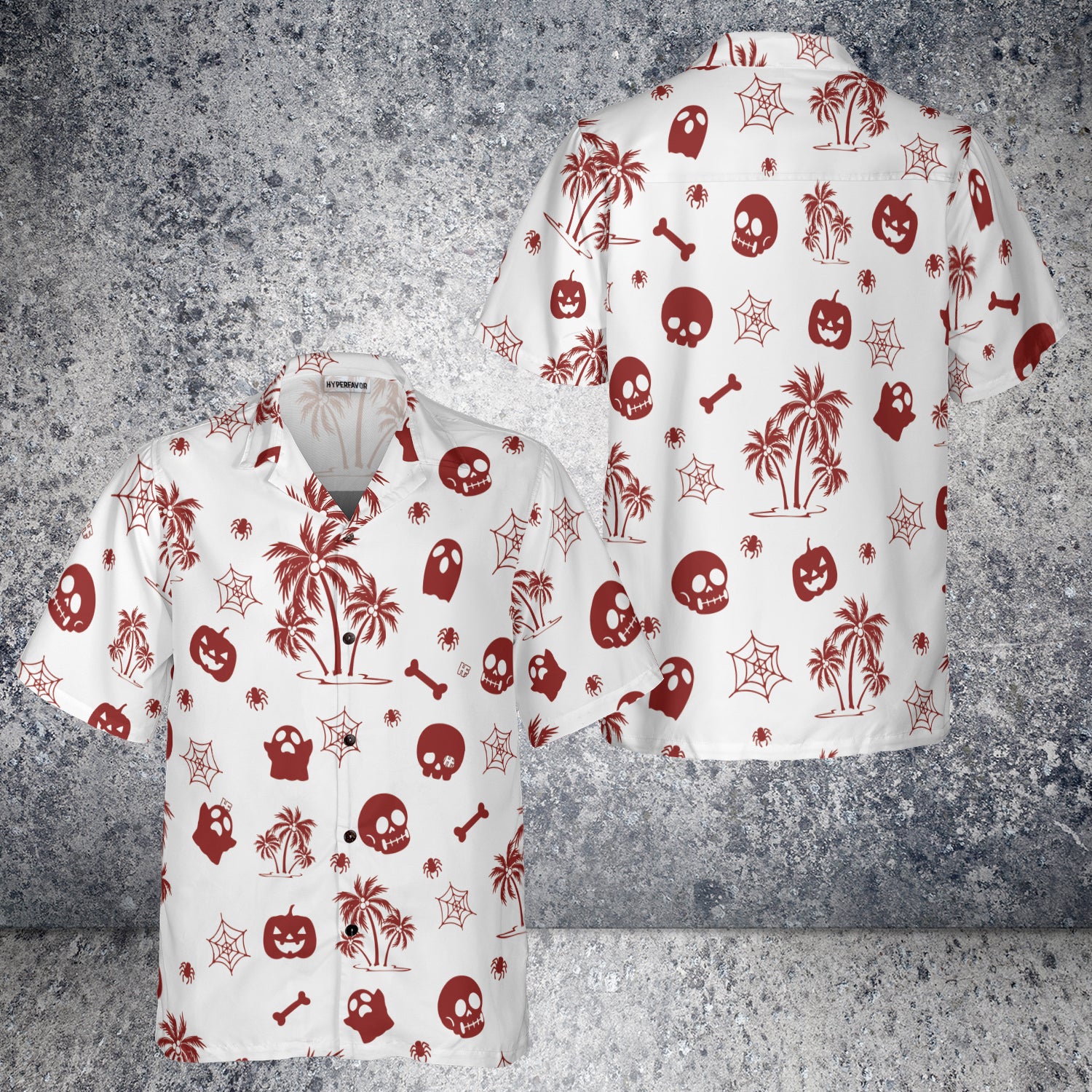 HYPERFAVOR Tropical Halloween Pattern Hawaiian Shirt