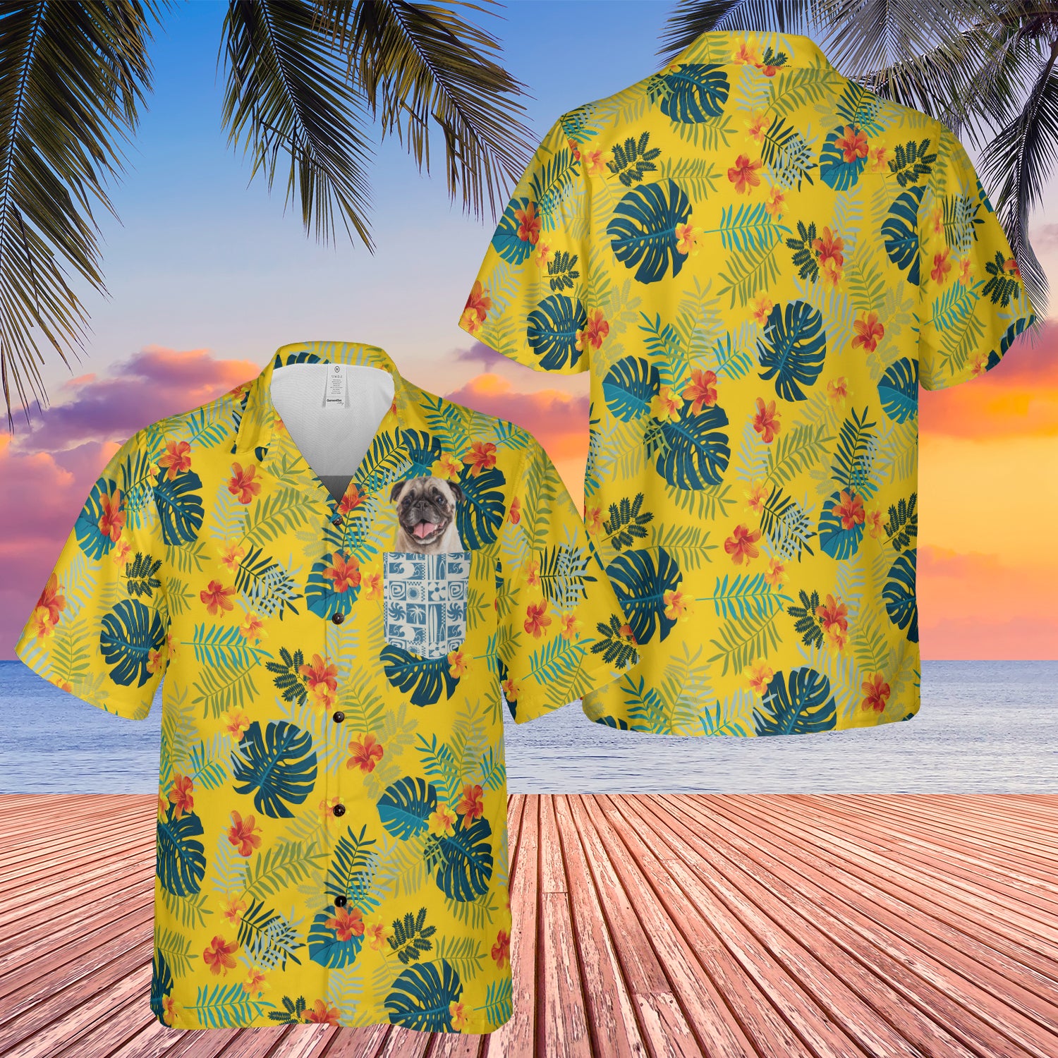 HYPERFAVOR Tropical Summer Botanical Pattern Custom Hawaiian Shirt With Pet Face