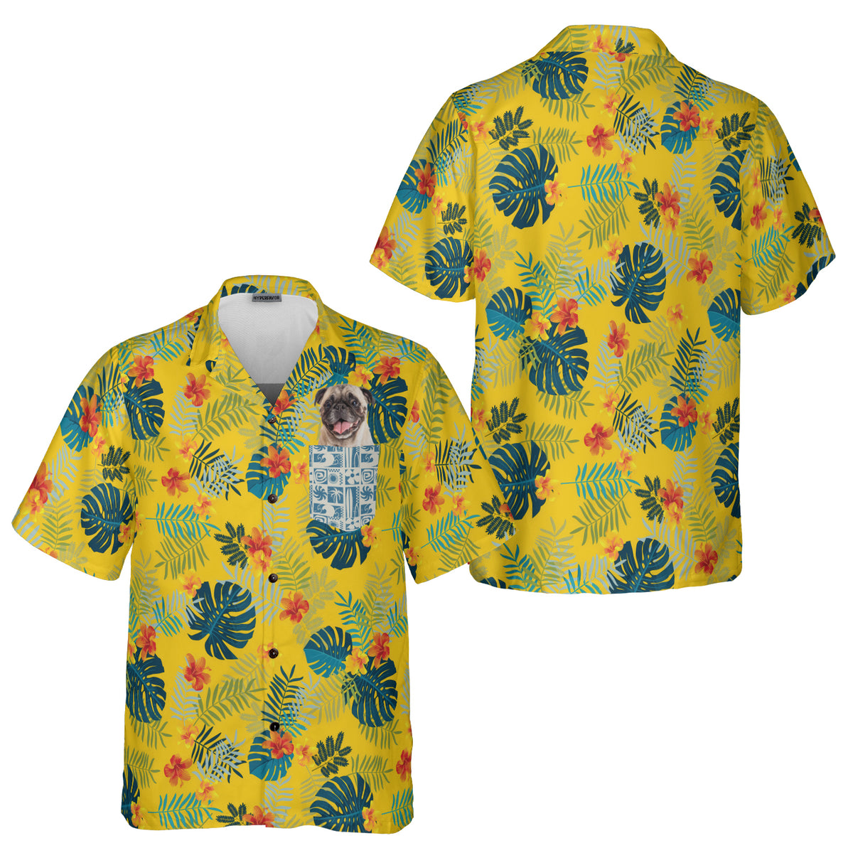 HYPERFAVOR Tropical Summer Botanical Pattern Custom Hawaiian Shirt With Pet Face