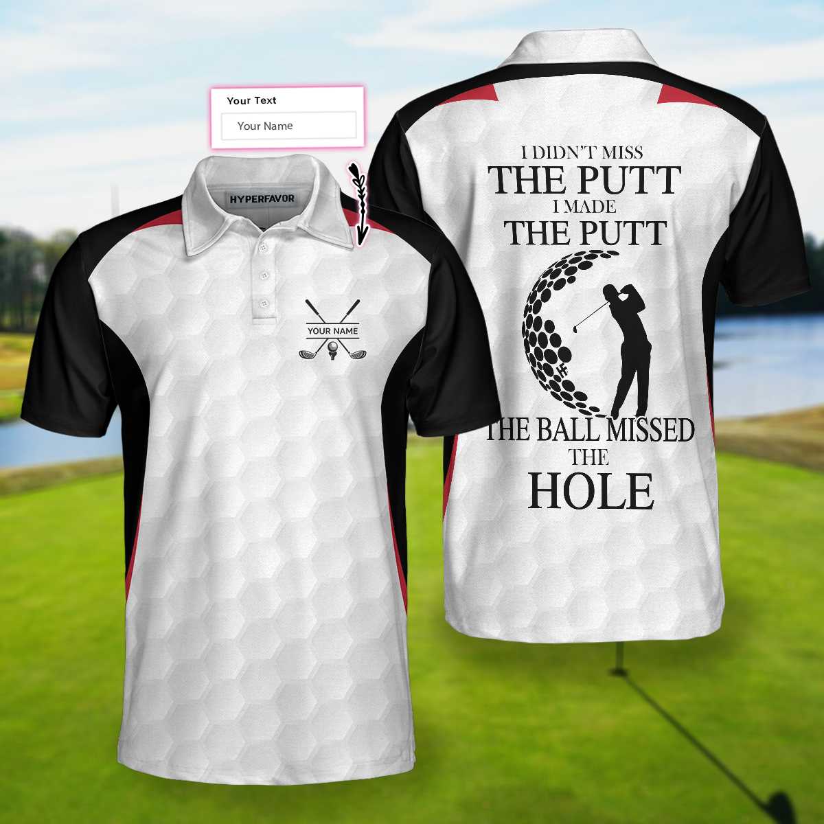 I Didn't Miss The Putt Custom Men Polo Shirt, Personalized Golf Shirt For Men, Customized Golf Gift