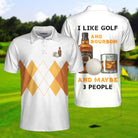 I Like Golf And Bourbon And Maybe 3 People Polo Shirt, Plaid Pattern Drinking Golf Shirt For Male Players