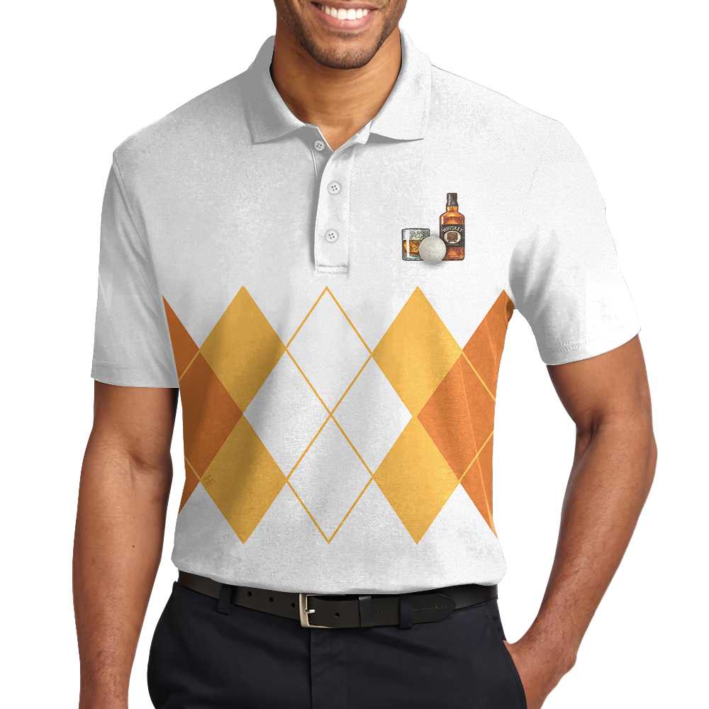 I Like Golf And Bourbon And Maybe 3 People Polo Shirt, Plaid Pattern Drinking Golf Shirt For Male Players