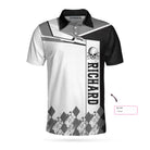 I Made A Hole In One Golf V2 Custom Polo Shirt, Black And White Argyle Pattern Polo Shirt, Personalized Golf Gift - Hyperfavor