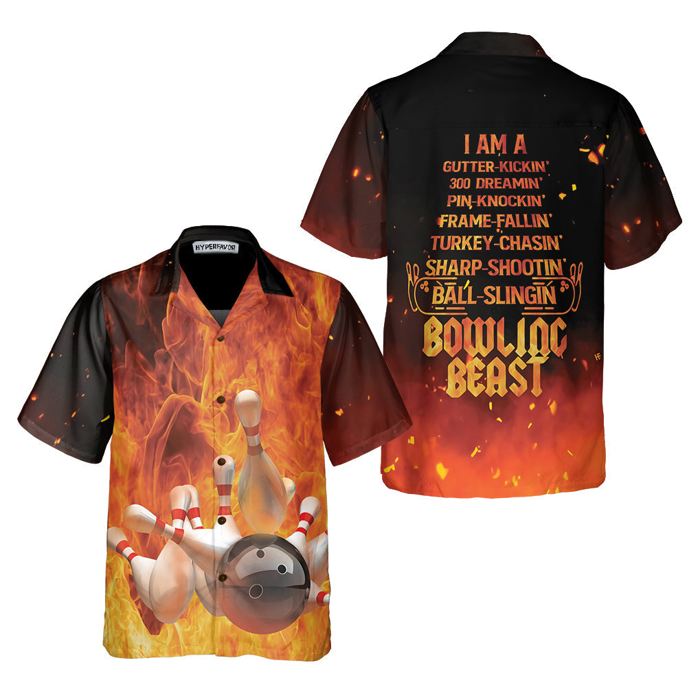 I'm A Bowling Beast Hawaiian Shirt, Flame Pattern Bowling Shirt, Best Gift For Bowling Players