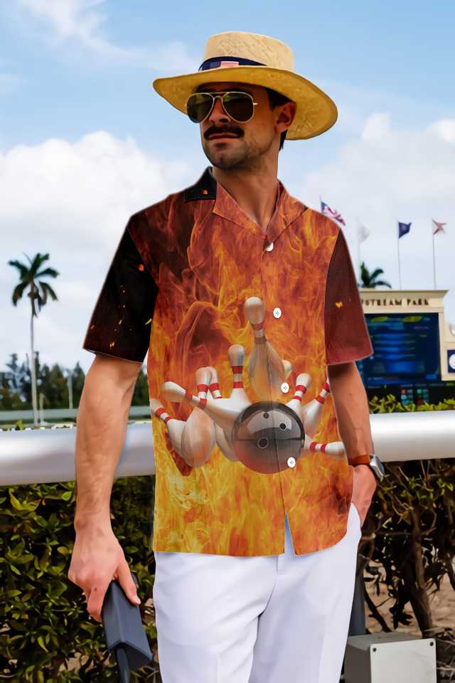 I'm A Bowling Beast Hawaiian Shirt, Flame Pattern Bowling Shirt, Best Gift For Bowling Players