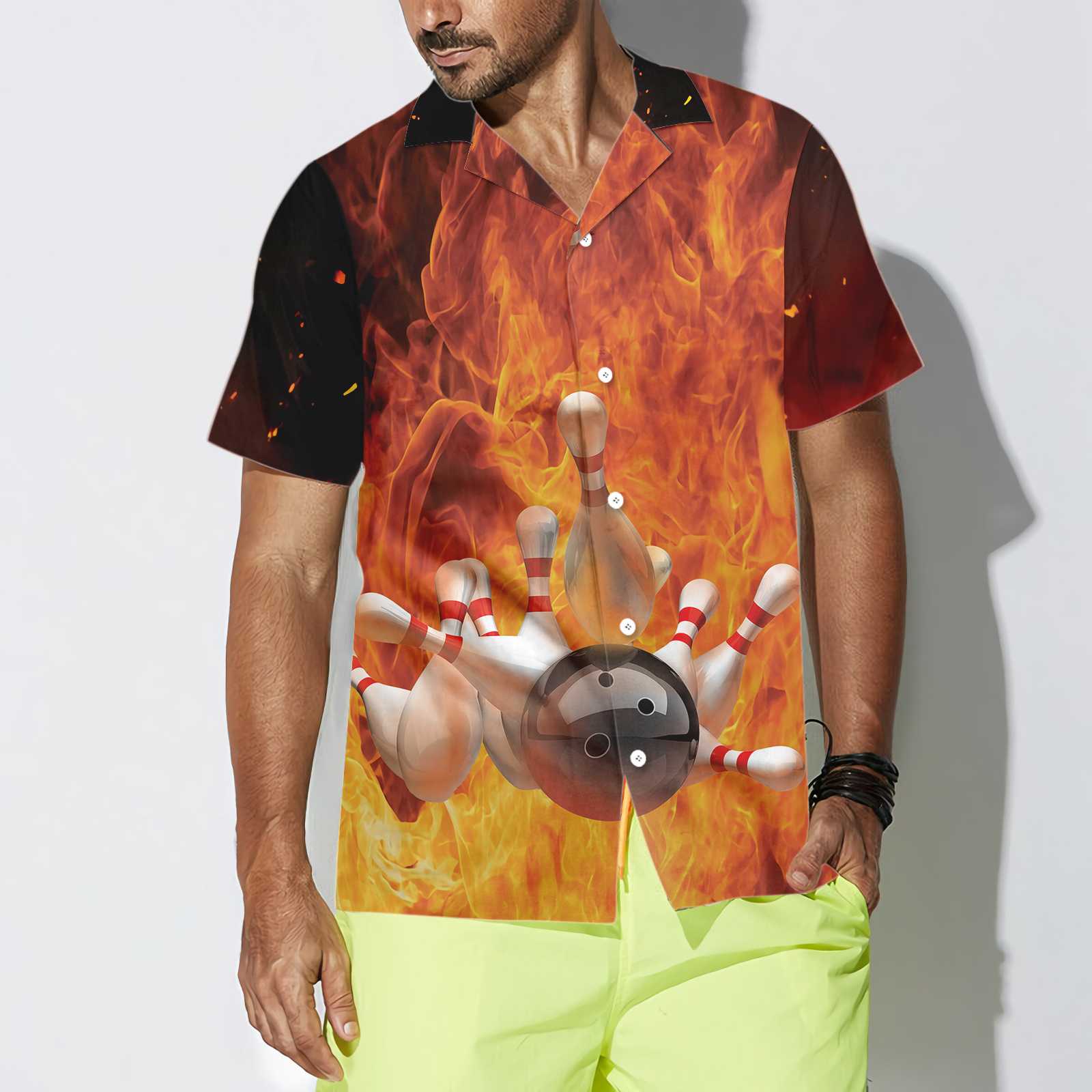 I'm A Bowling Beast Hawaiian Shirt, Flame Pattern Bowling Shirt, Best Gift For Bowling Players