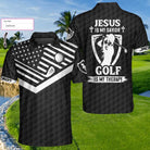 Jesus Is My Savior Golf Is My Therapy Custom Polo Shirt - Hyperfavor