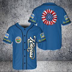 Kansas Proud Sunflower American Flag Baseball Jersey - HYPERFAVOR