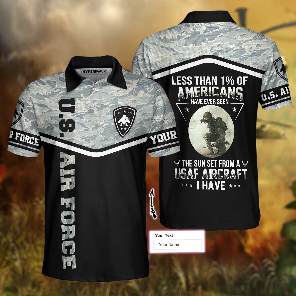 Less Than 1% Of Americans Have Ever Seen The Sunset From A U.S.A.F Aircraft Custom Polo Shirt, Veteran Shirt For Men