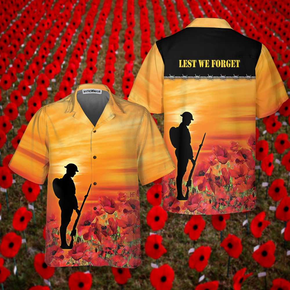 Lest We Forget Hawaiian Shirt, Proud Veteran Shirt, Best Gift For Veteran Day