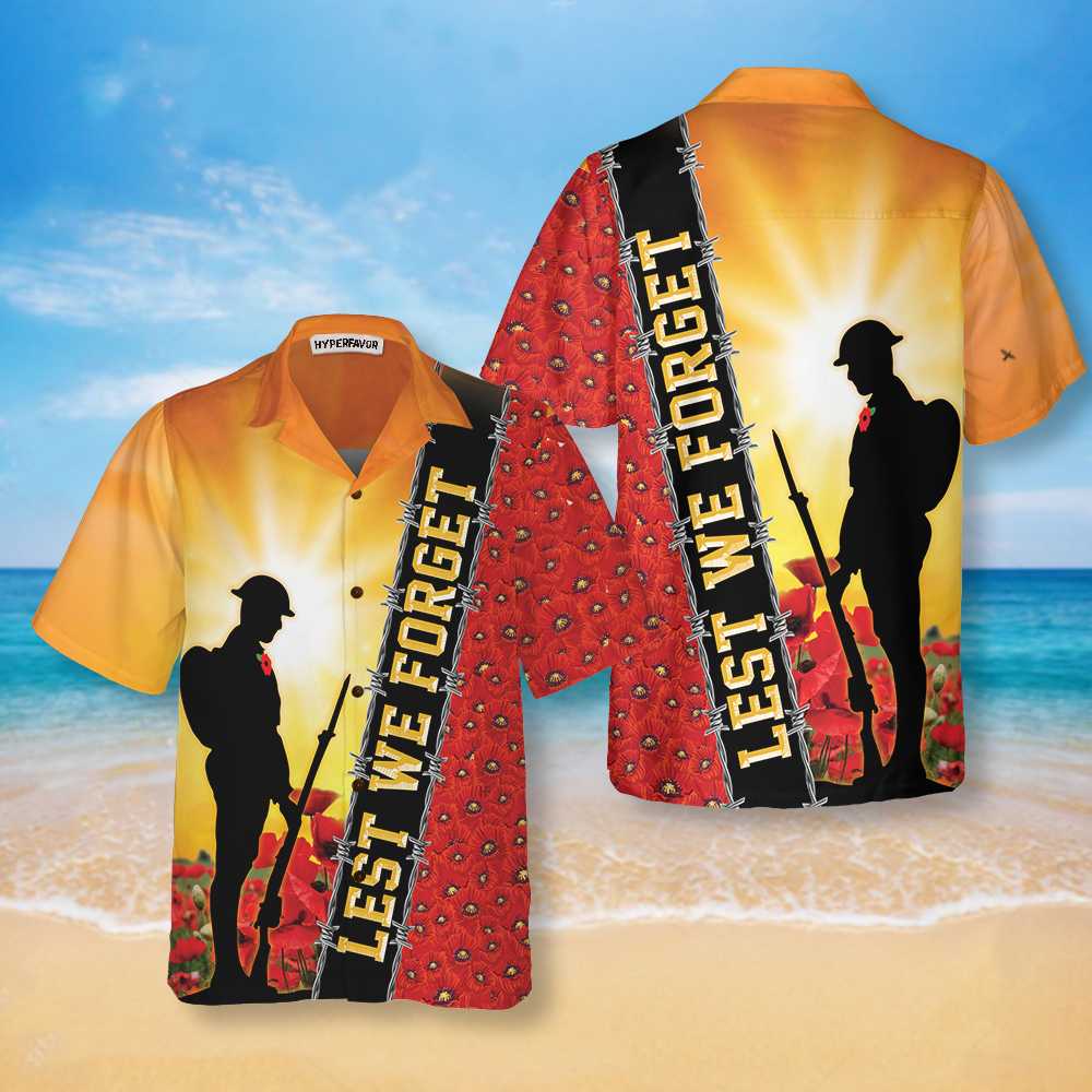Lest We Forget Veteran US Hawaiian Shirt, Proud Veteran Shirt, Meaningful Gift For Veteran Day