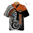 Live Free Ride Hard Skull Native American Motorcycle Custom Hawaiian Shirt, Native Indian Motorcycle Shirt