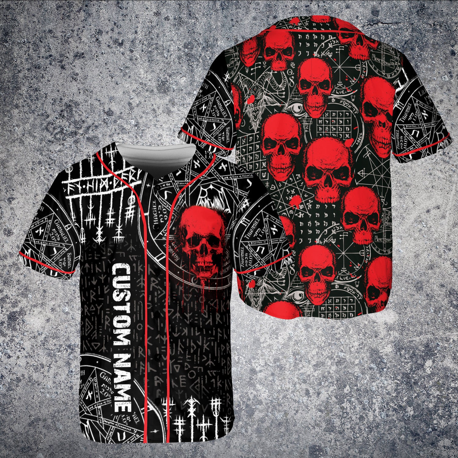 Magic Circles Blood Skull Custom Baseball Jersey - HYPERFAVOR