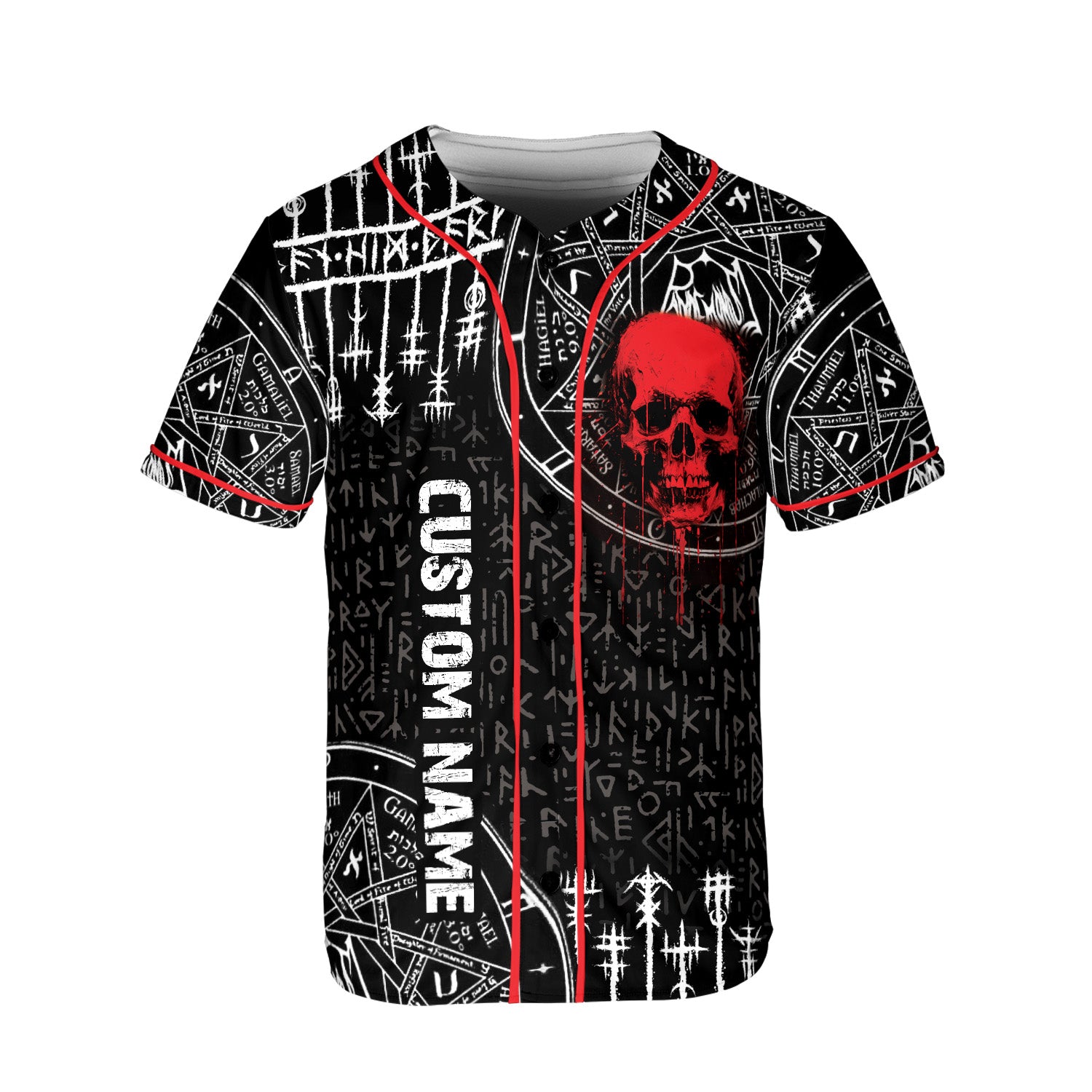 Magic Circles Blood Skull Custom Baseball Jersey - HYPERFAVOR