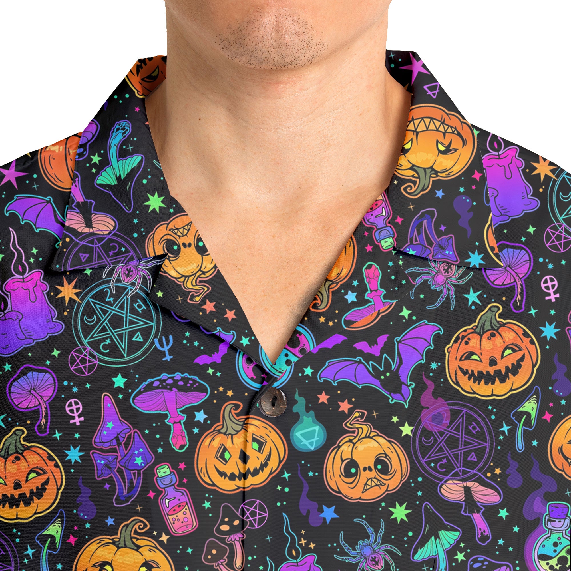 Magical Pumpkins Halloween Seamless Pattern Hawaiian Shirt - HYPERFAVOR