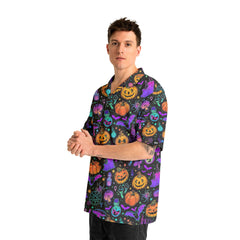 Magical Pumpkins Halloween Seamless Pattern Hawaiian Shirt - HYPERFAVOR