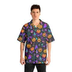 Magical Pumpkins Halloween Seamless Pattern Hawaiian Shirt - HYPERFAVOR