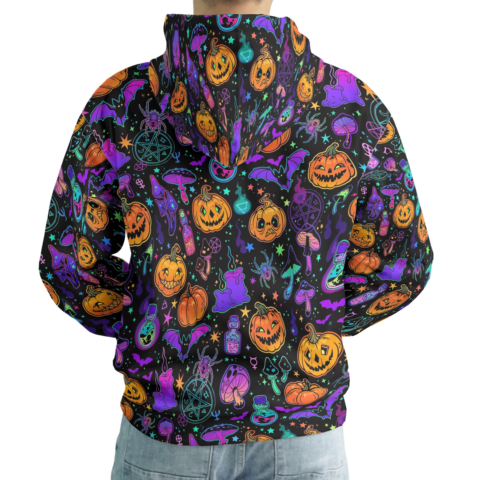 Magical Pumpkins Halloween Seamless Pattern Hoodie - HYPERFAVOR