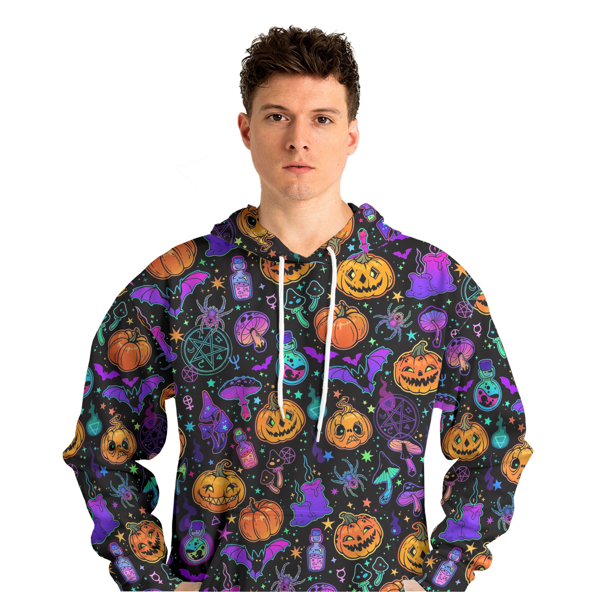 Magical Pumpkins Halloween Seamless Pattern Hoodie - HYPERFAVOR