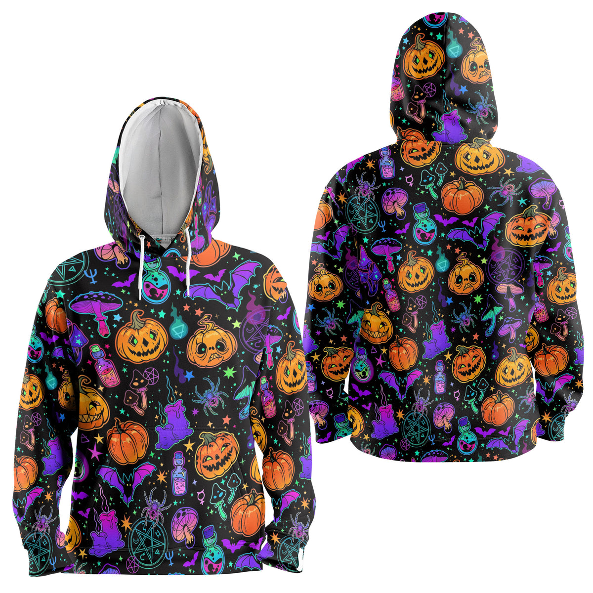 Magical Pumpkins Halloween Seamless Pattern Hoodie - HYPERFAVOR