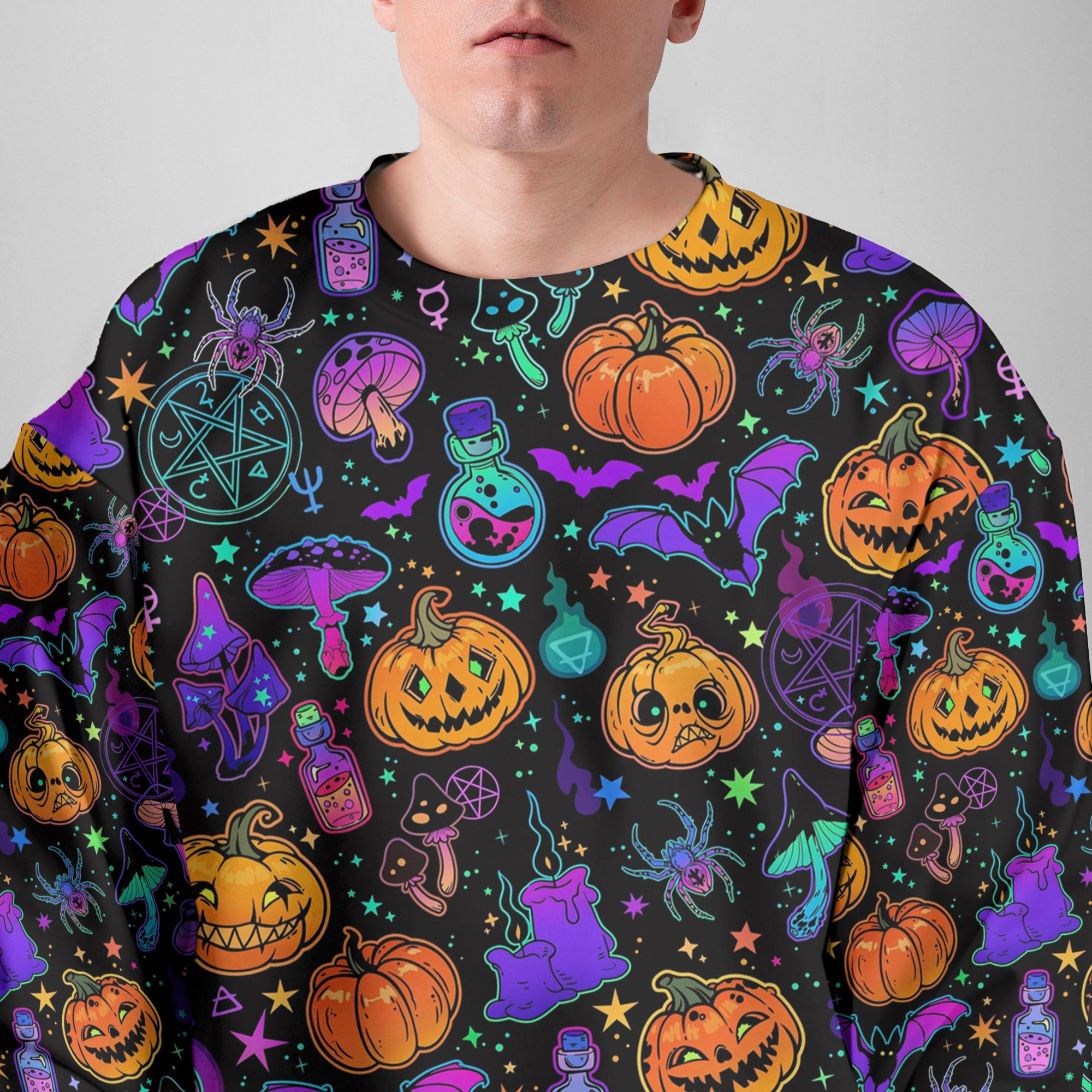 Magical Pumpkins Halloween Seamless Pattern Sweatshirt - HYPERFAVOR