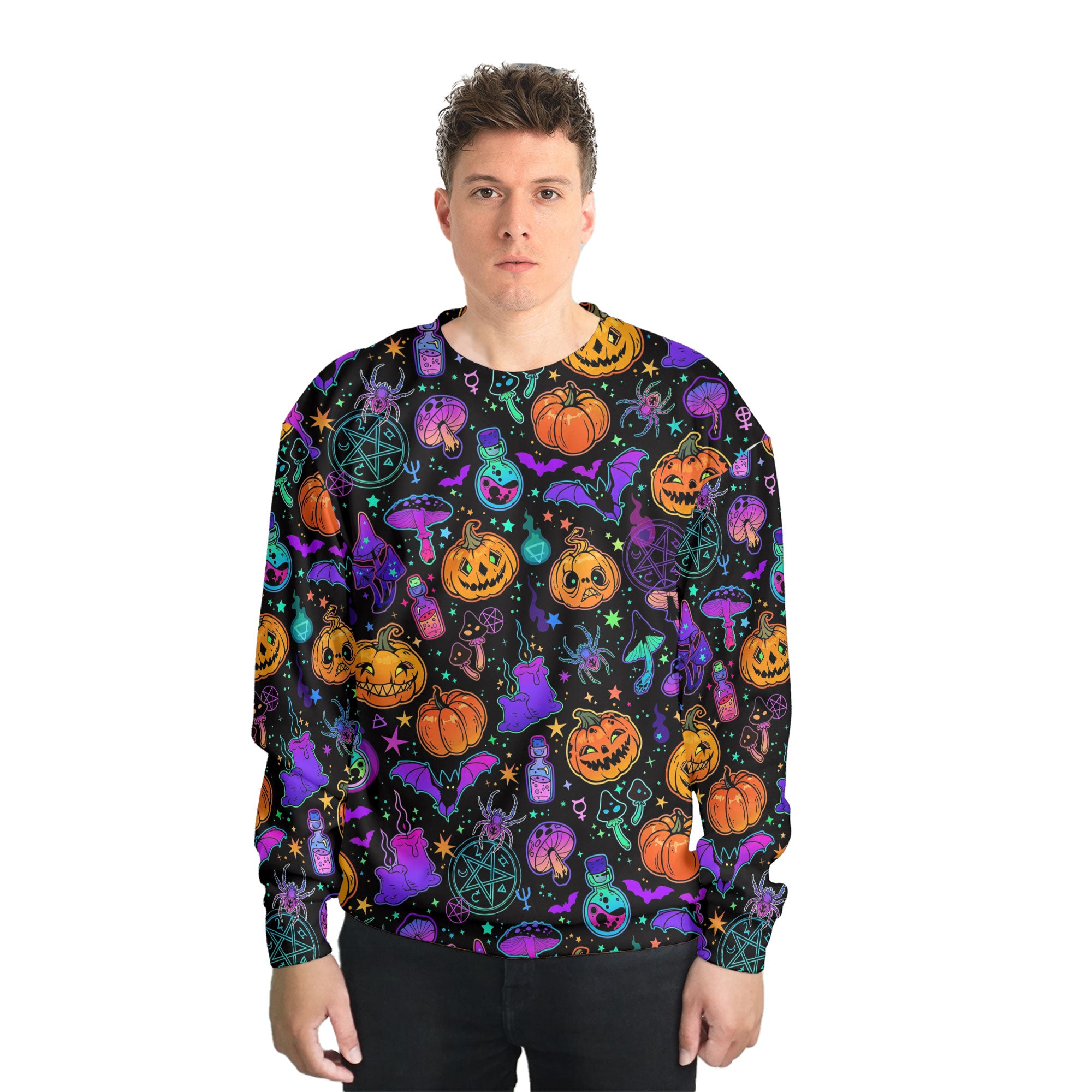 Magical Pumpkins Halloween Seamless Pattern Sweatshirt - HYPERFAVOR