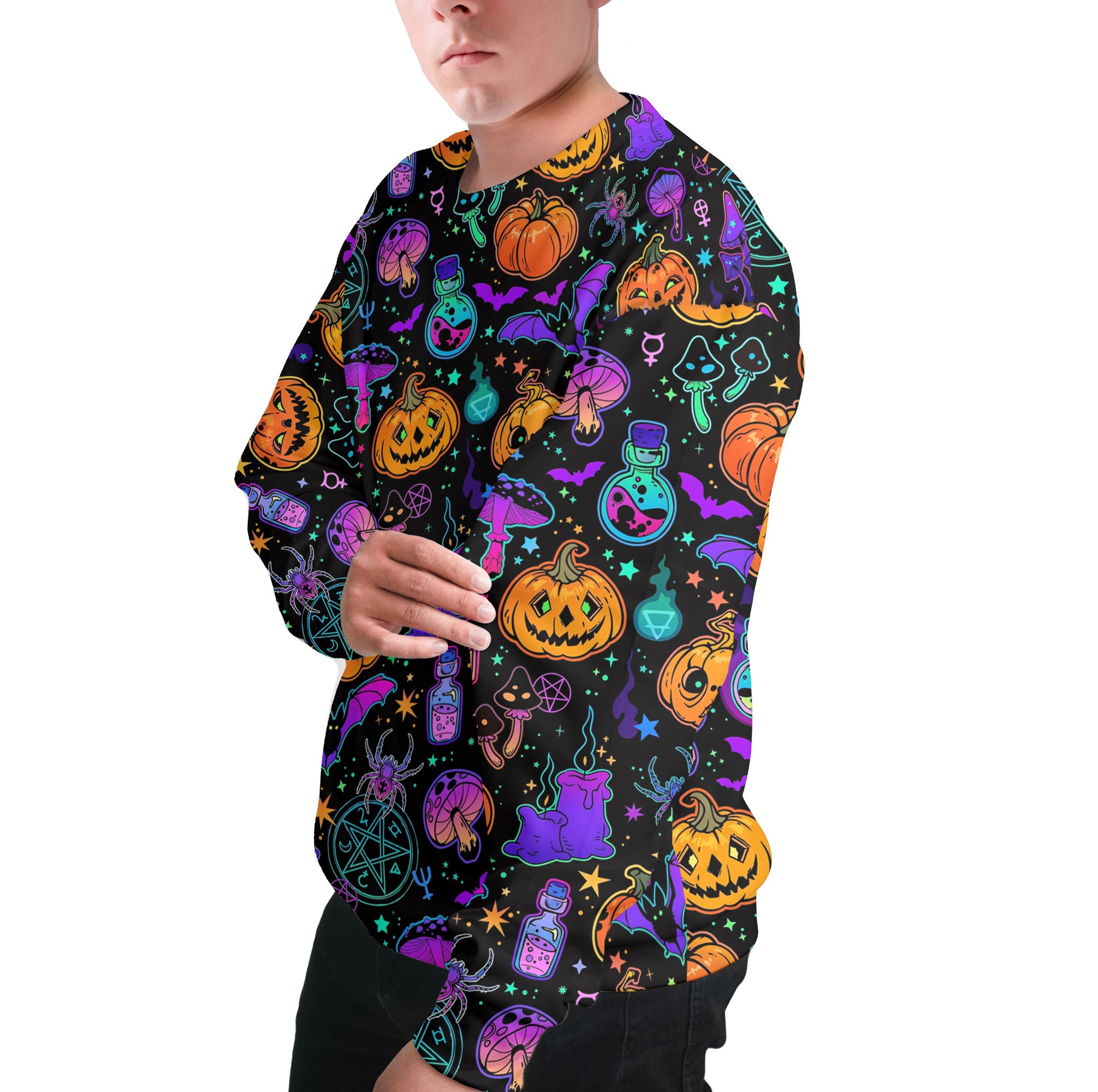 Magical Pumpkins Halloween Seamless Pattern Sweatshirt - HYPERFAVOR