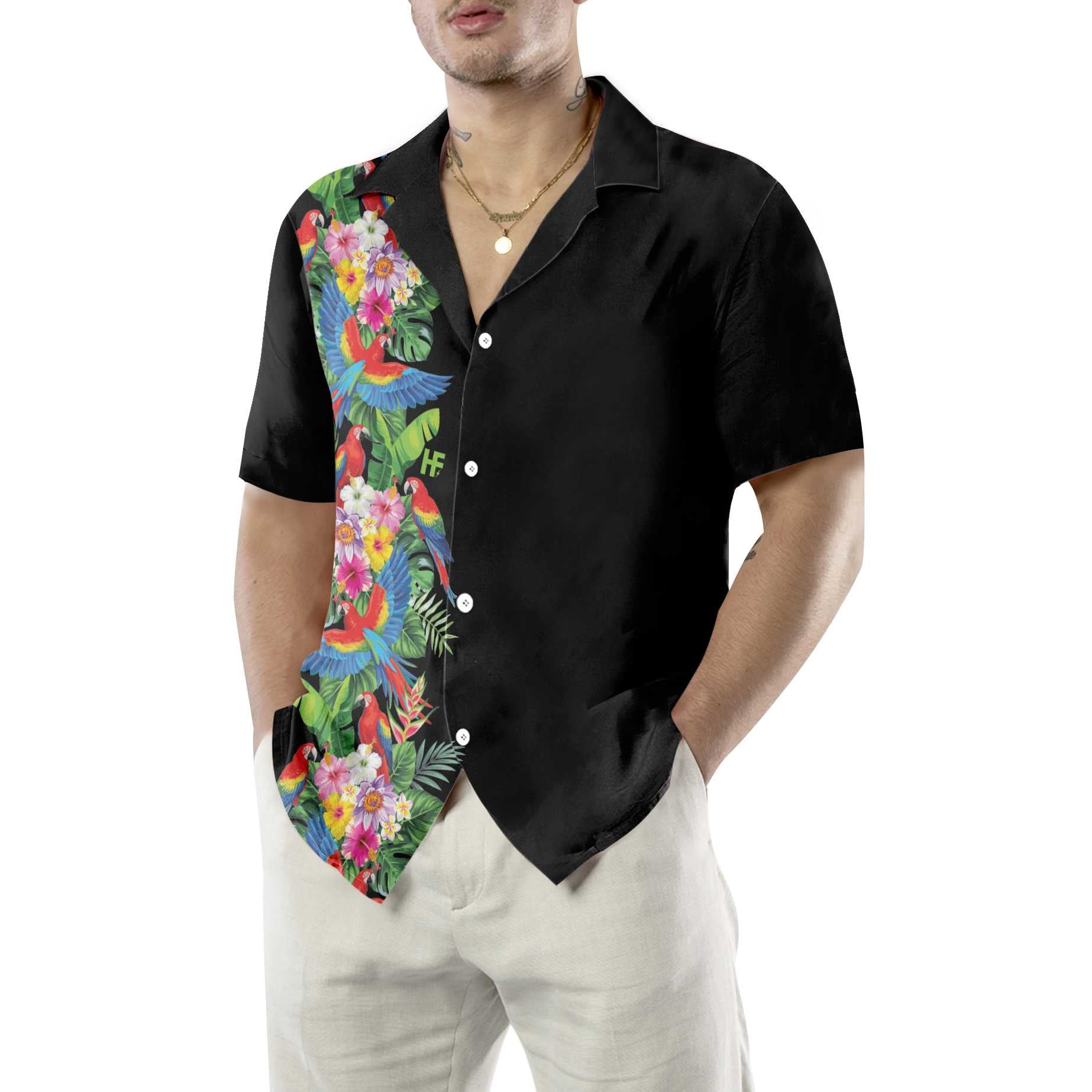 Men's Aloha Shirt Bird of Paradise Hibiscus Hawaiian Shirt