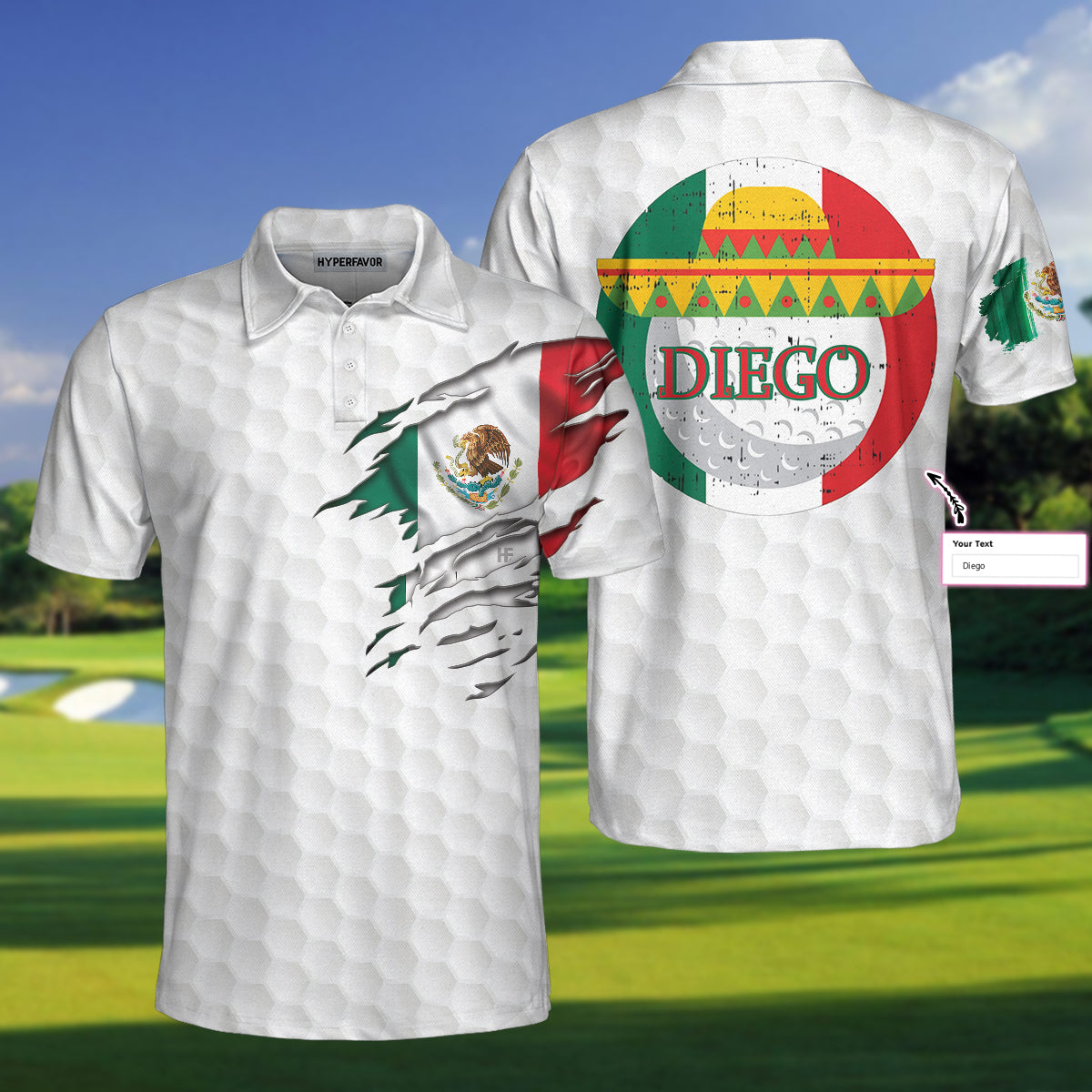 Mexico Golf Flag Custom Polo Shirt, Customized Golf Shirt For Mexican Golfers, Best Gift Idea For Mexico Lovers