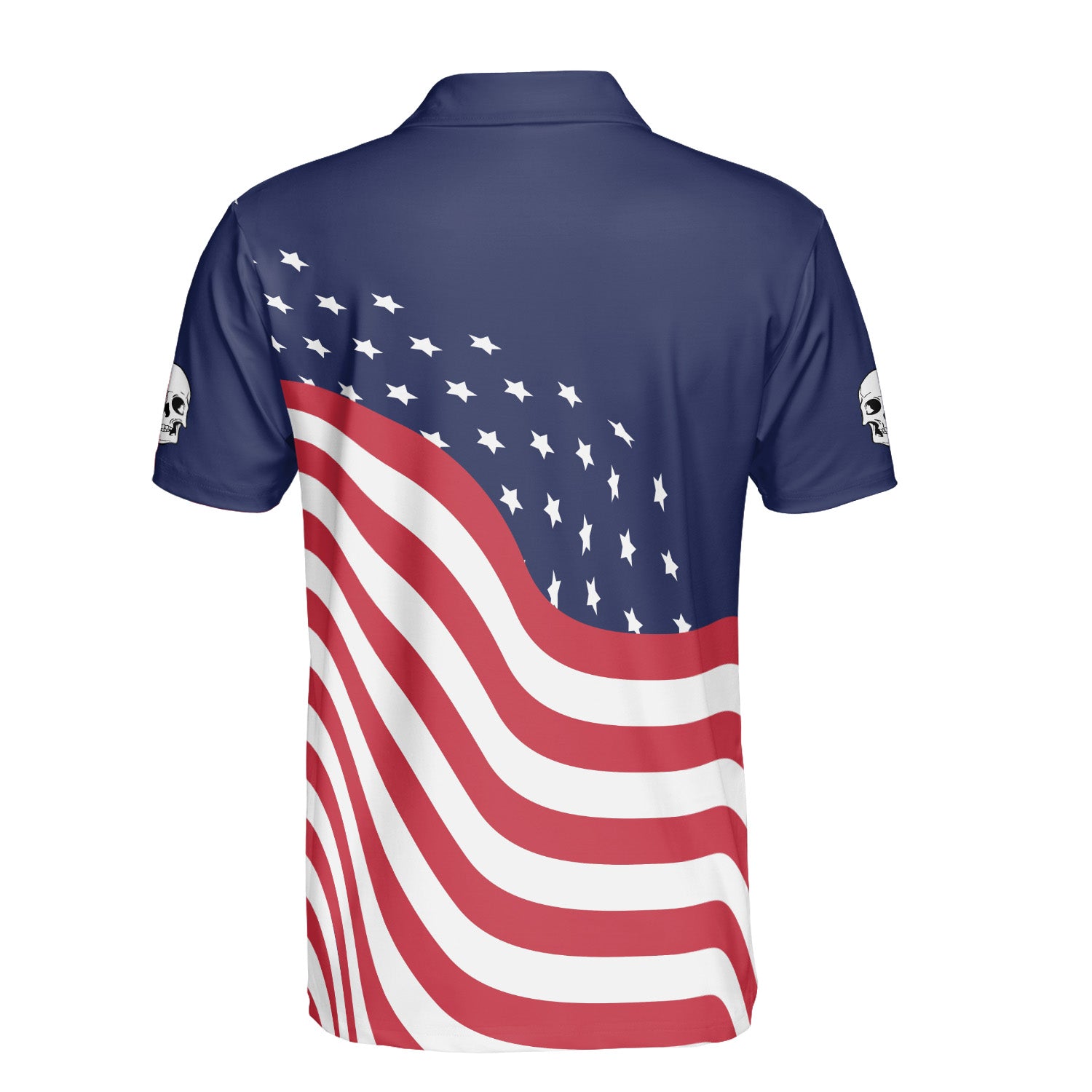 USA Flag Patriotic Skeleton Golf Polo Shirt Custom American Golf Shirt