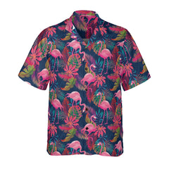 Flamingo With Palm Leaves Hawaiian Shirt