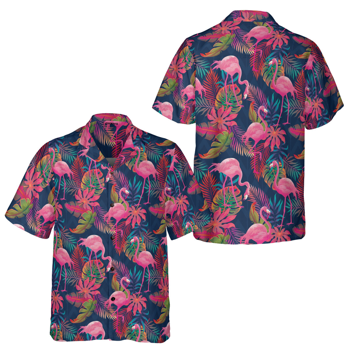 Flamingo With Palm Leaves Hawaiian Shirt