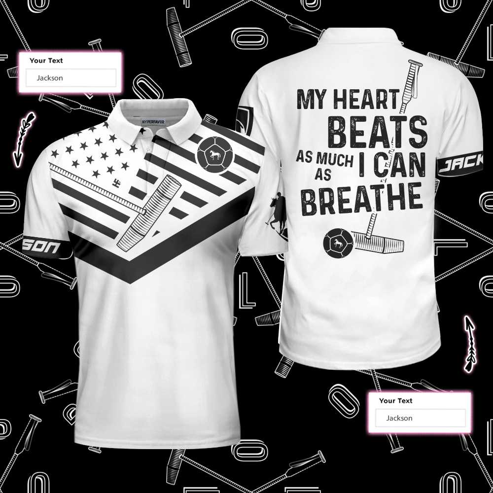 My Heart Beats As Much As I can Breathe Polo Shirt, Black And White Golf Shirt For Men, Funny Golf Shirt With Sayings - Hyperfavor