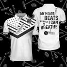 My Heart Beats As Much As I can Breathe Polo Shirt, Black And White Golf Shirt For Men, Funny Golf Shirt With Sayings