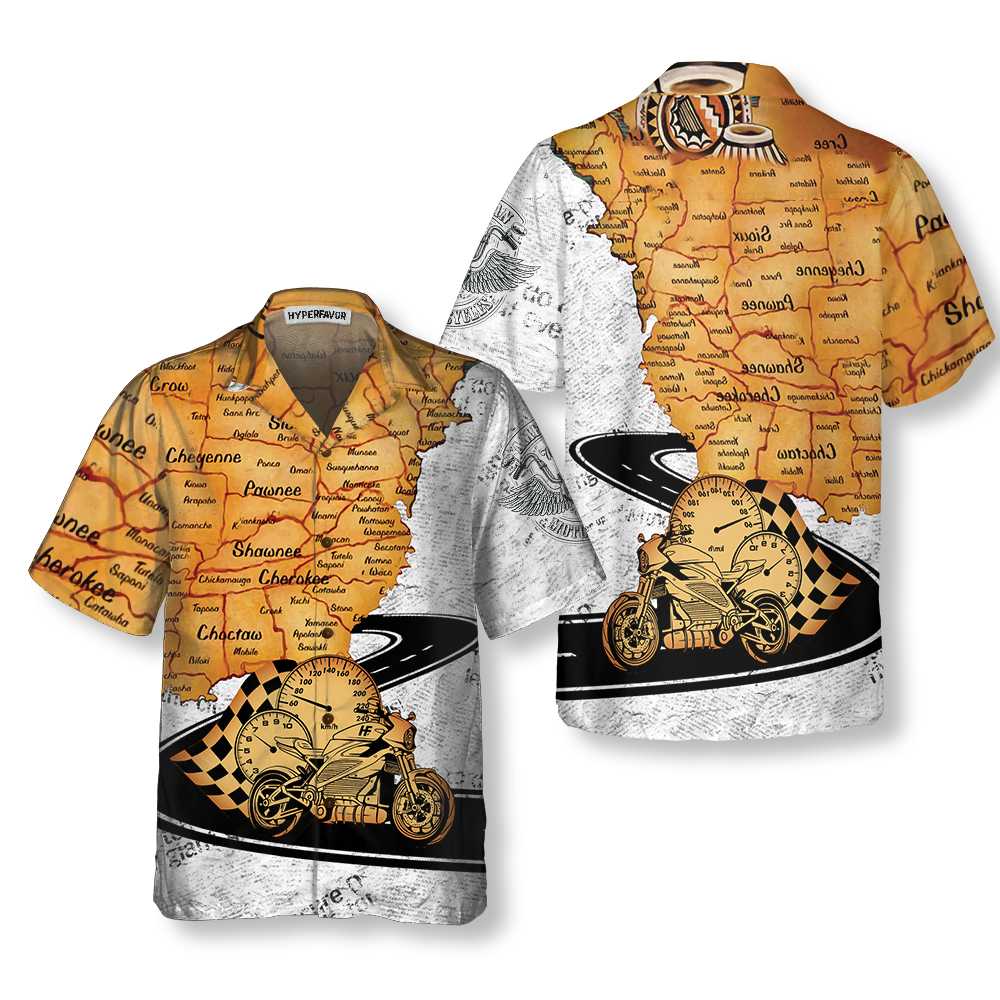 Native American Born To Ride Hawaiian Shirt, Motocycle Racing Native American Shirt